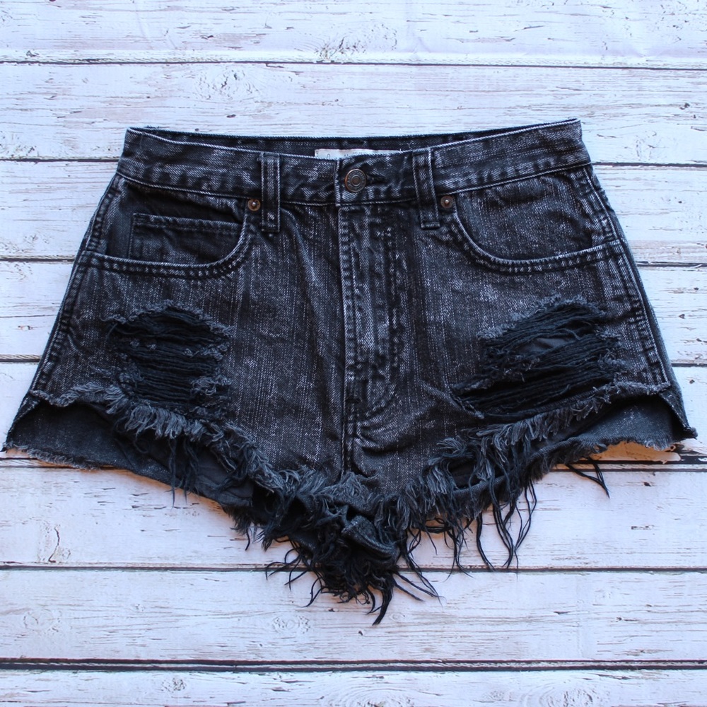 Abercrombie & Fitch Acid Washed High Rise Shorts